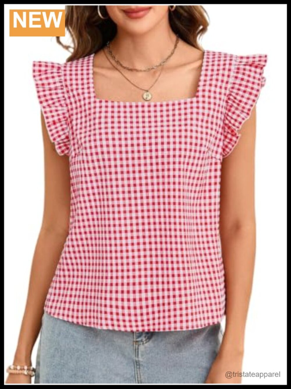 Gingham Plaid Cap Sleeve Ruffle Peplum Blouse Linen Top Women